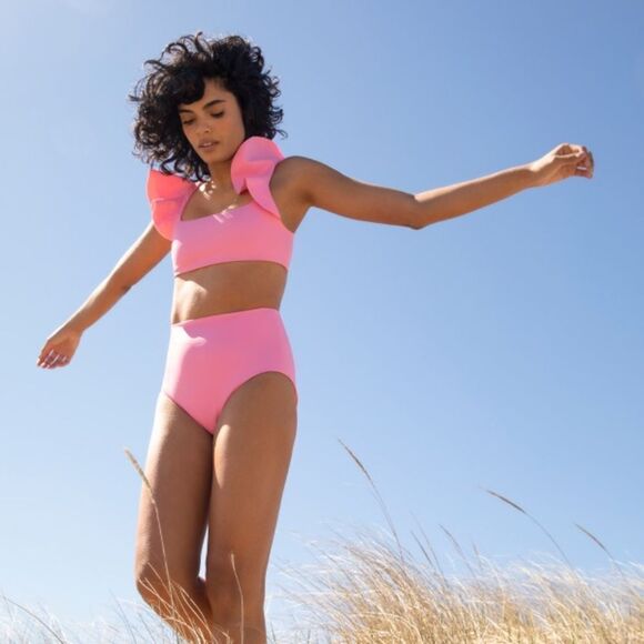 Hill House Pink Lola High Waisted Swim Bikini Bottom XL - Picture 1 of 7
